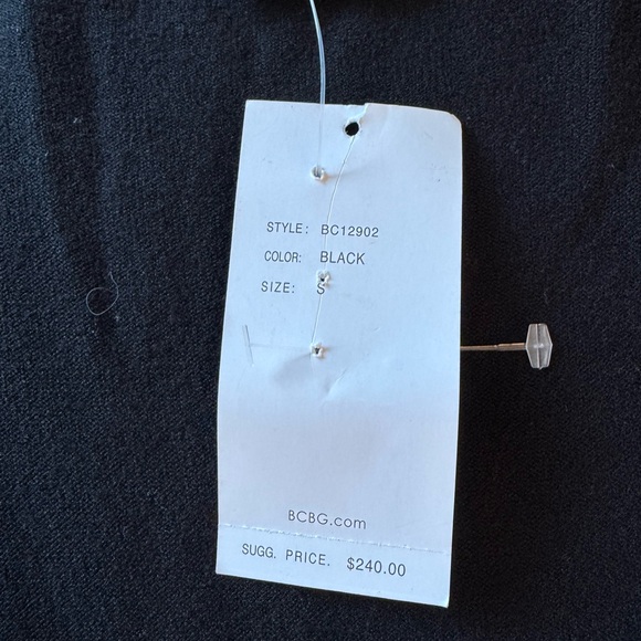 BCBG Elegant Black Faux Sweater Wrap Dress SIZE SMALL Long Sleeve w Belt - Picture 8 of 12